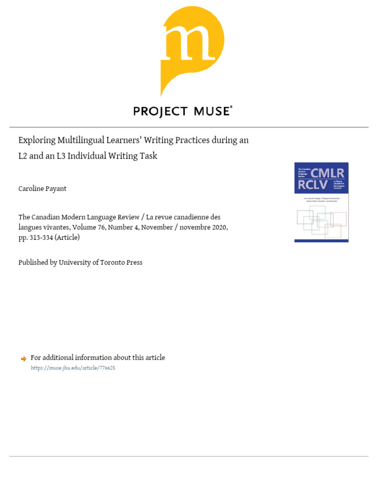 Exploring Multilingual Learners Writing Practices During An L2 and An ...