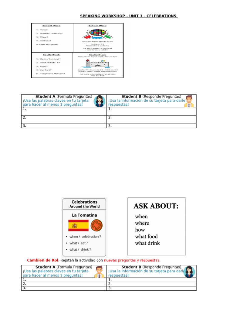 Speaking Activity Unit 3 - E4 | PDF