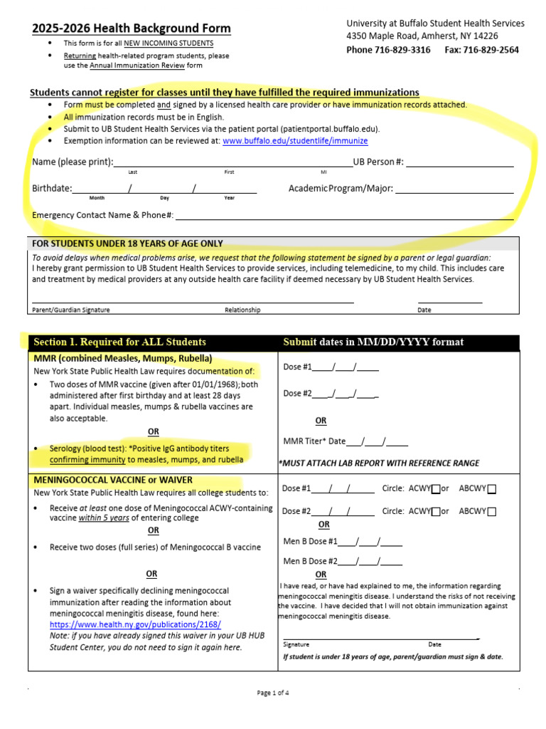 Health Background Form 2 | PDF | Vaccines | Tuberculosis