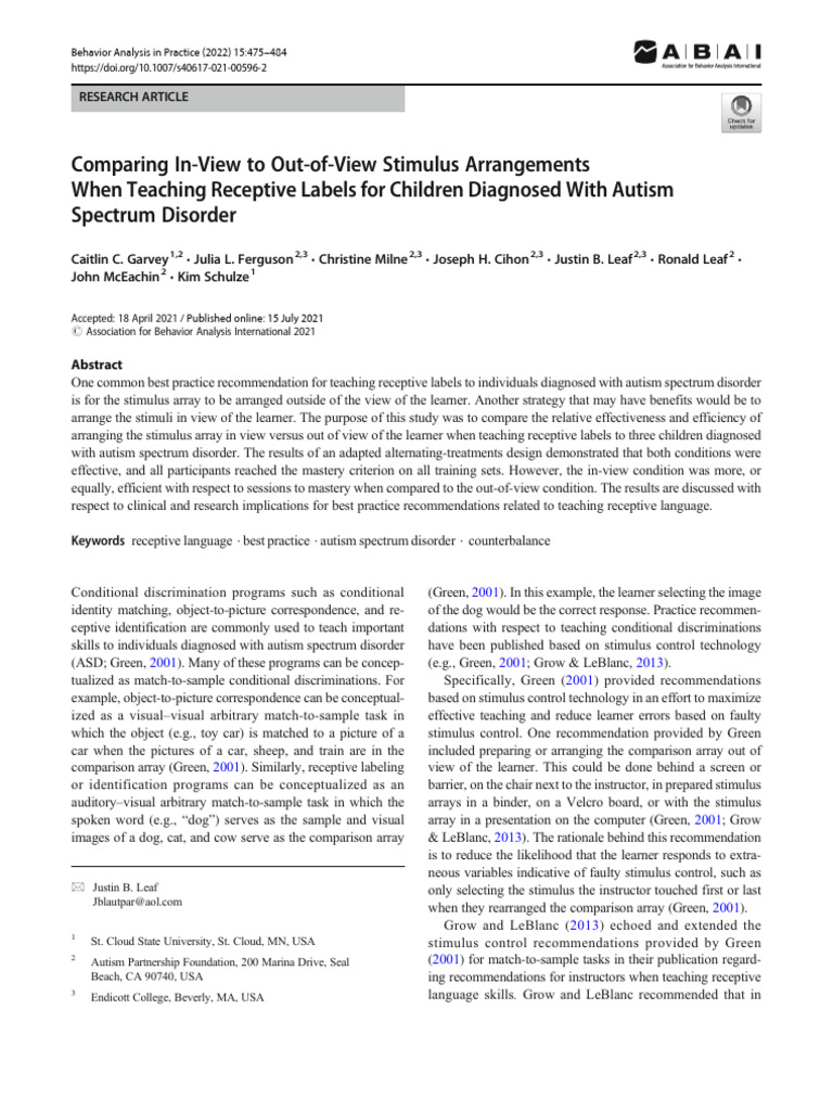 Comparing In-View To Out-Of-View Stimulus Arrangements | PDF | Learning ...