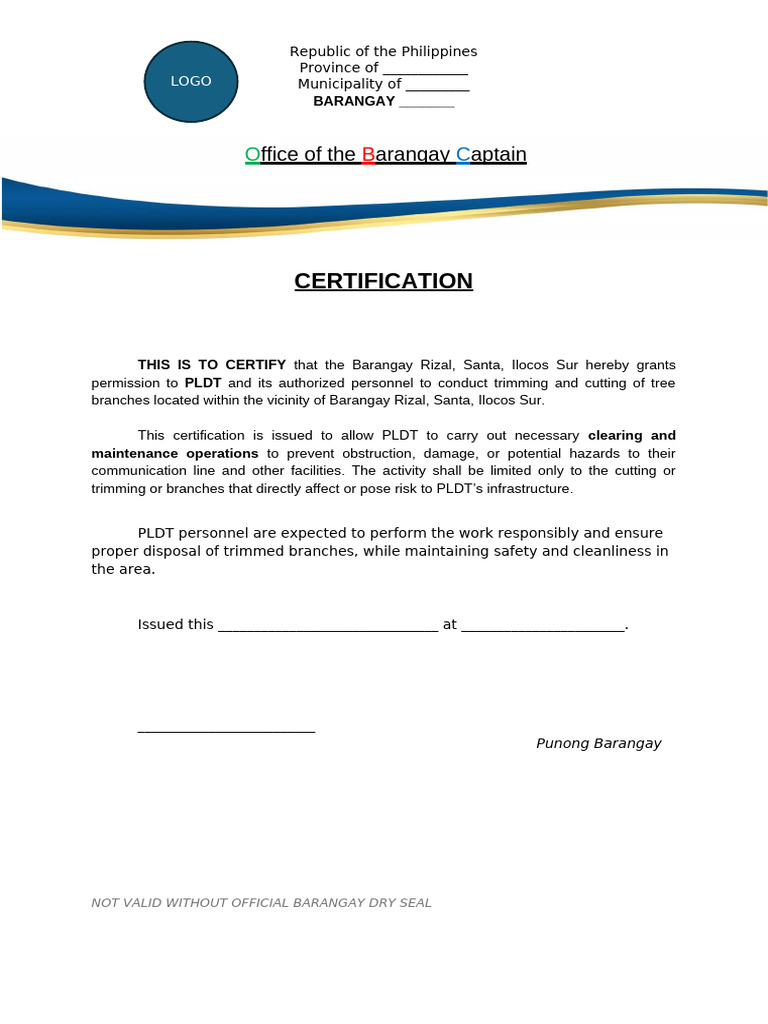 Certification-Permit For Road Clearing | PDF