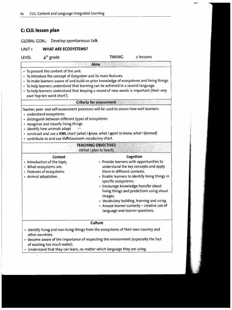 Lesson Plan Sample Clil | PDF