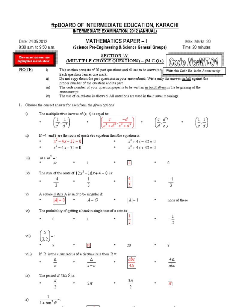 Math I MT01 | PDF | Matrix (Mathematics) | Mathematical Problem Solving
