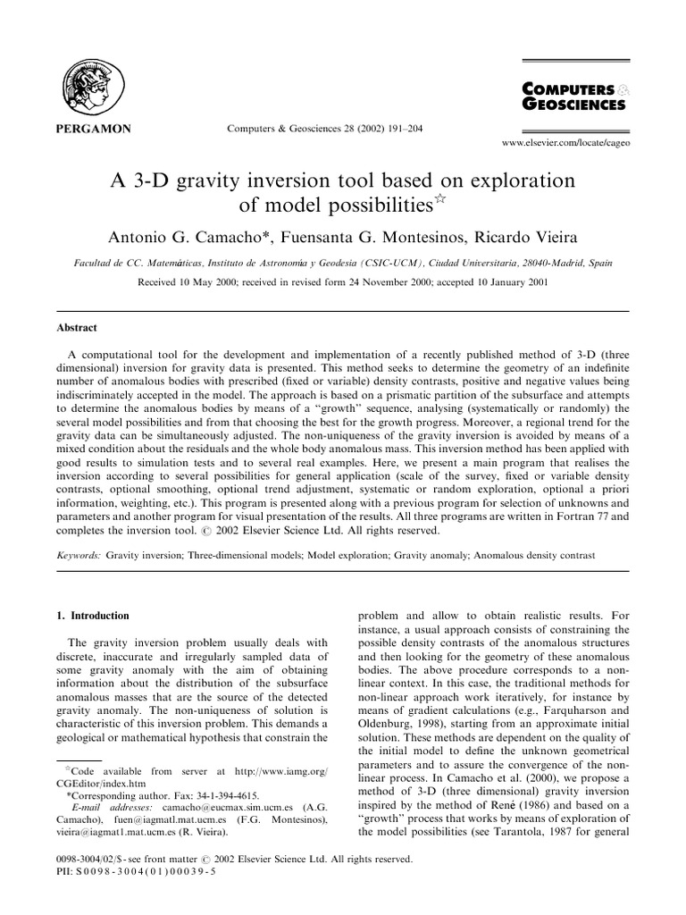 3D Gravity Inversion Tool Based On Exploration of Models Possibilities ...