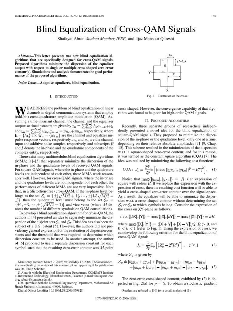 Blind Equalization of Cross-QAM Signals | PDF | Telecommunications ...