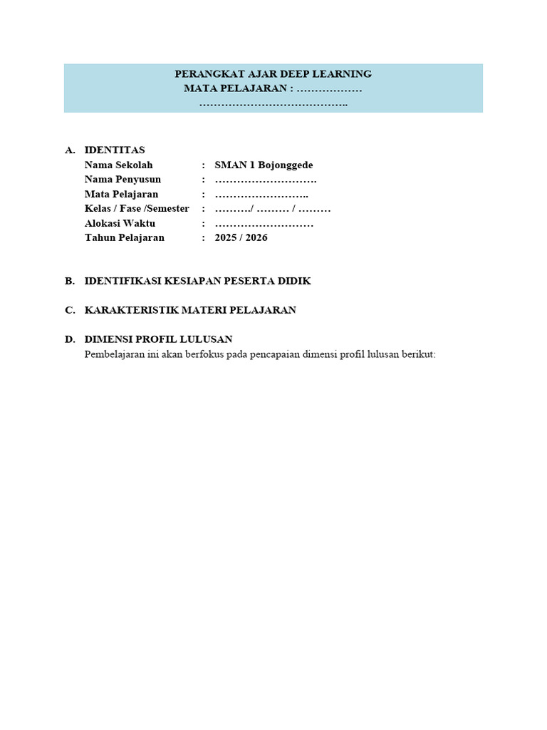Contoh RPP Deep Learning | PDF