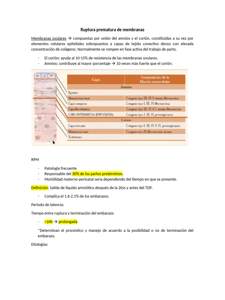 Ruptura Prematura de Membranas para Medico General | PDF | El embarazo ...