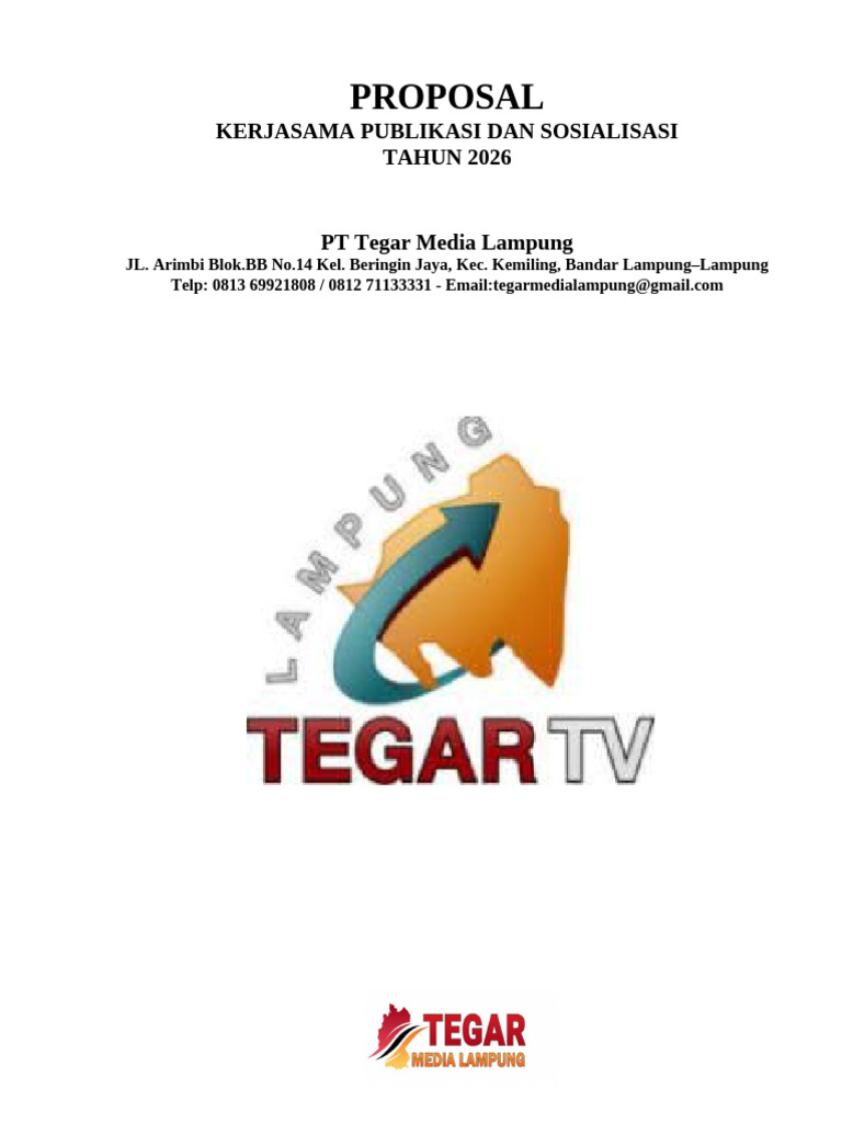 Proposal Penawaran Tegar TV - Pemda Kota BDL 2026 | PDF