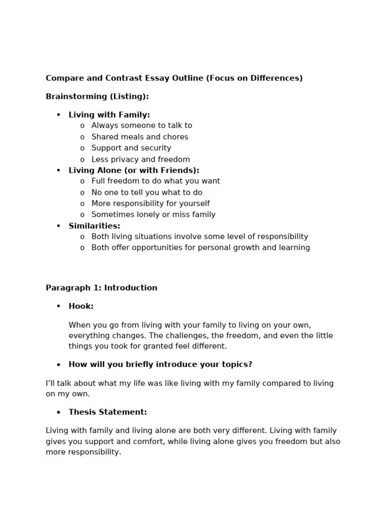 Compare and Contrast Outline Differences Cevallos | PDF