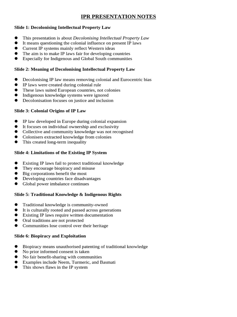 Notes of IPR PPT, Notes of IPR Pptnotes of IPR | PDF | Intellectual ...