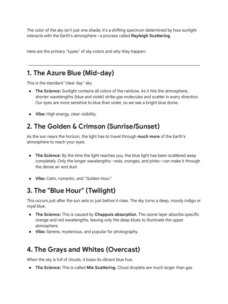 Understanding Sky Color Variations | PDF | Sky | Sunset