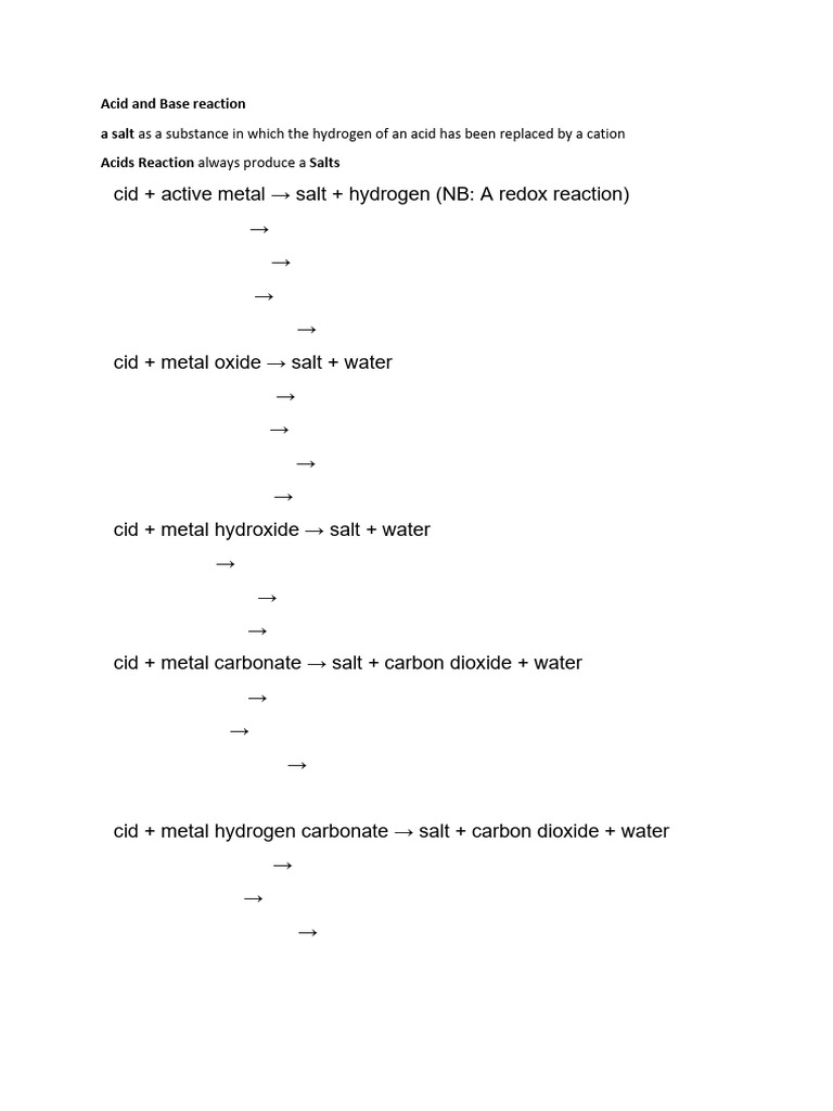 Acid and Base Reaction Titration | PDF | Acid | Salt (Chemistry)