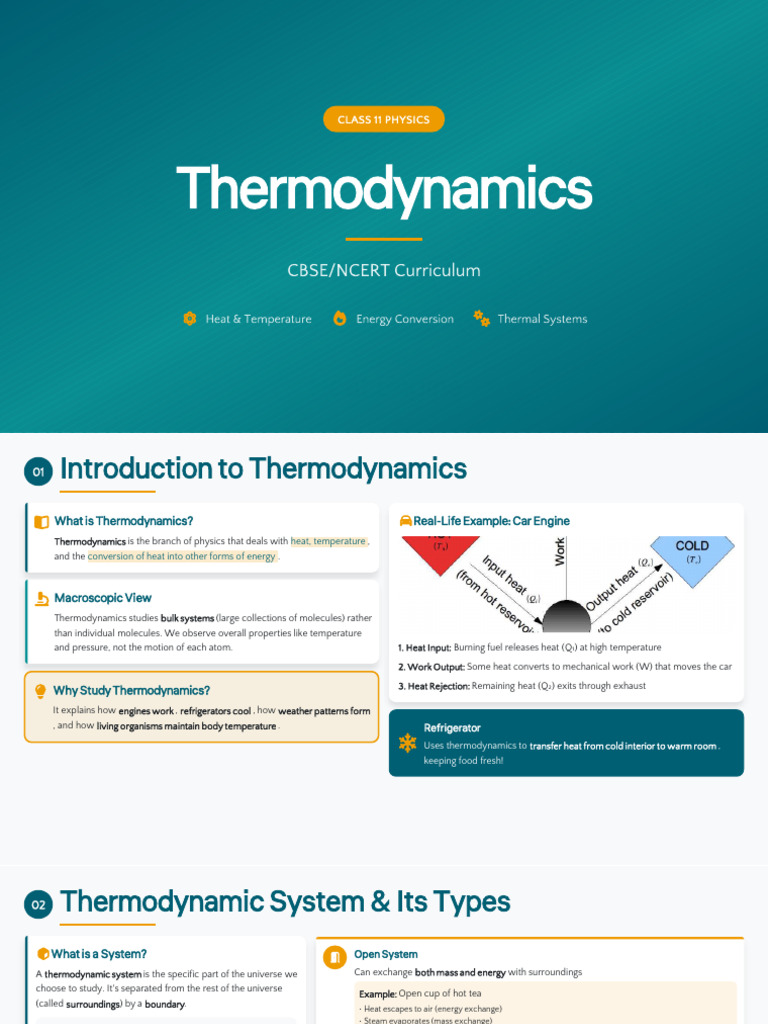 Thermodynamics - Class 11 Physics | PDF | Heat | Temperature