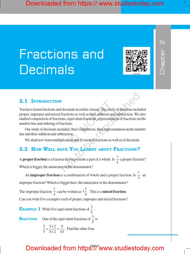 NCERT Class 7 Maths Fractions and Decimals | PDF | Number Theory ...