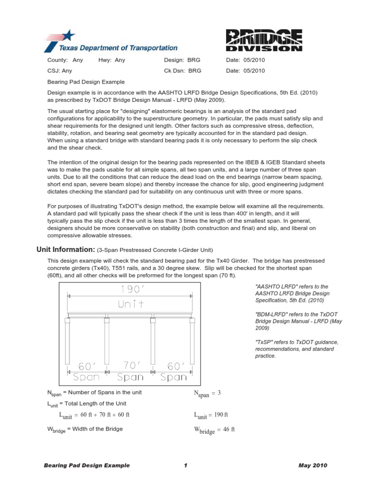 Bearing Pad Design Example PDF Beam (Structure) Stress (Mechanics)