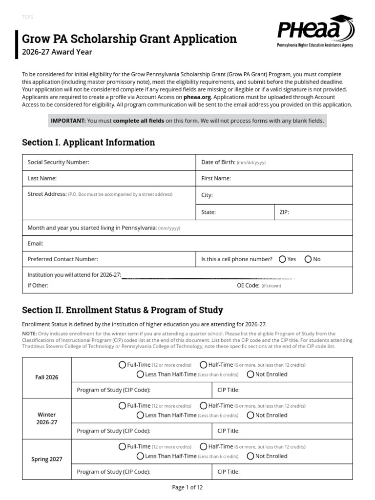 2026 27 Grow Pa Grant Application | PDF | Credit Card | Interest