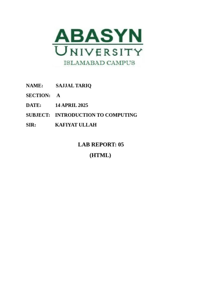 Lab Report Ict HTML | PDF