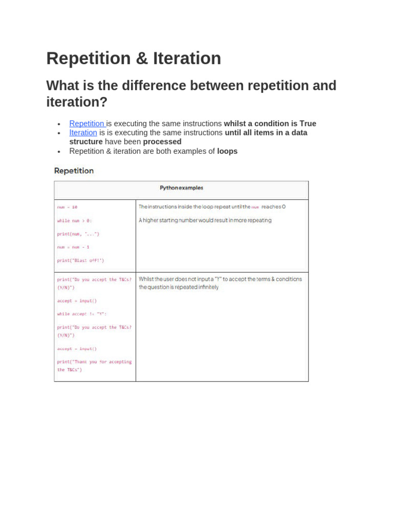 Repetition Iteration | PDF