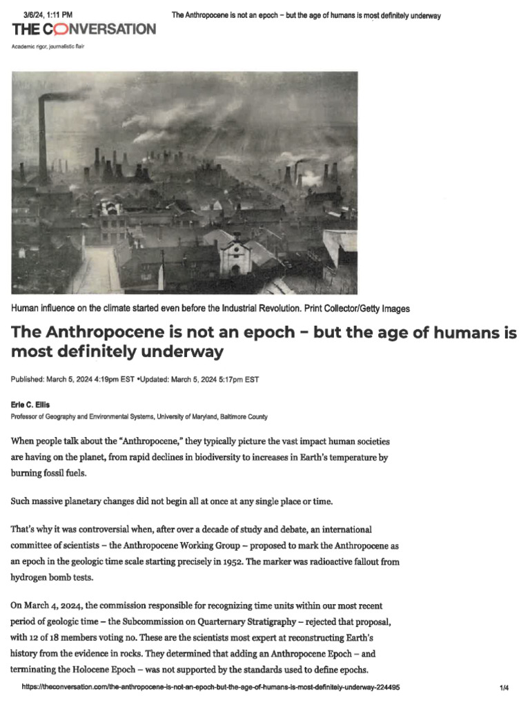 The Anthropocene Is Not An Epoch... | PDF