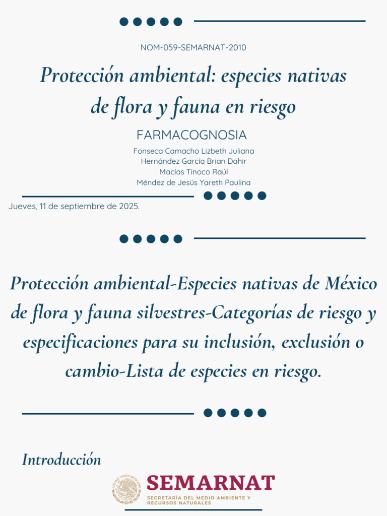 Nom 059 Semarnat 2010 PDF | PDF | Biodiversidad | Especie en peligro