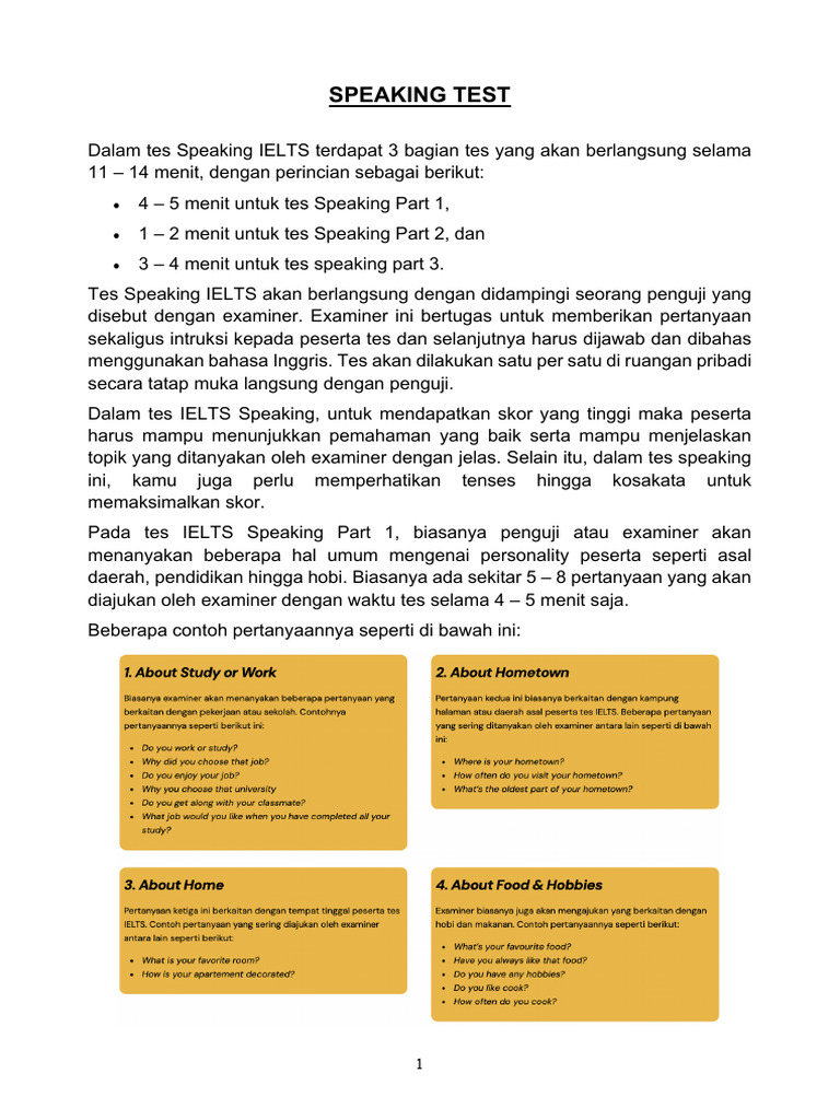 Speaking Test | PDF