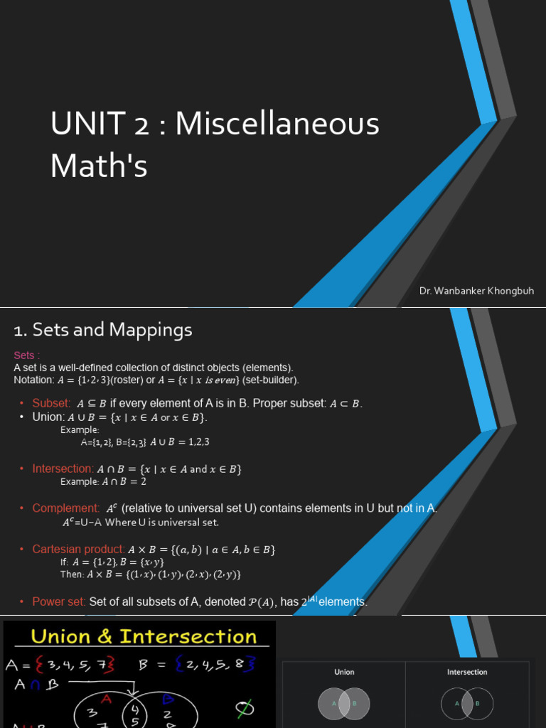 UNIT 2 Miscellaneous Maths | PDF | Function (Mathematics) | Set ...