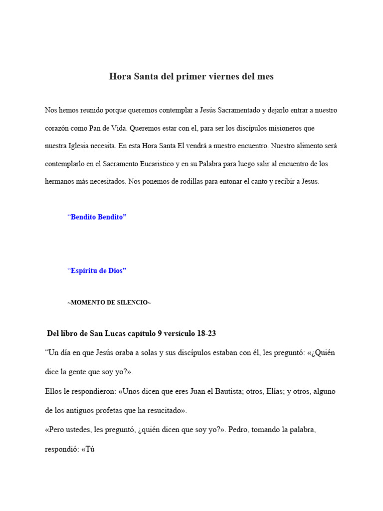 Hora Santa - Amor | PDF | Cristo (título) | María, madre de Jesús