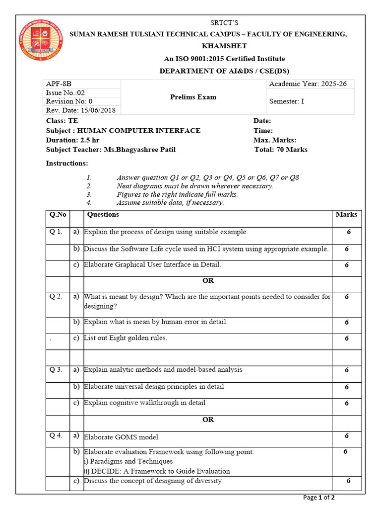 Hci Prelims Paper 25-26 | PDF | Human–Computer Interaction | Computer ...