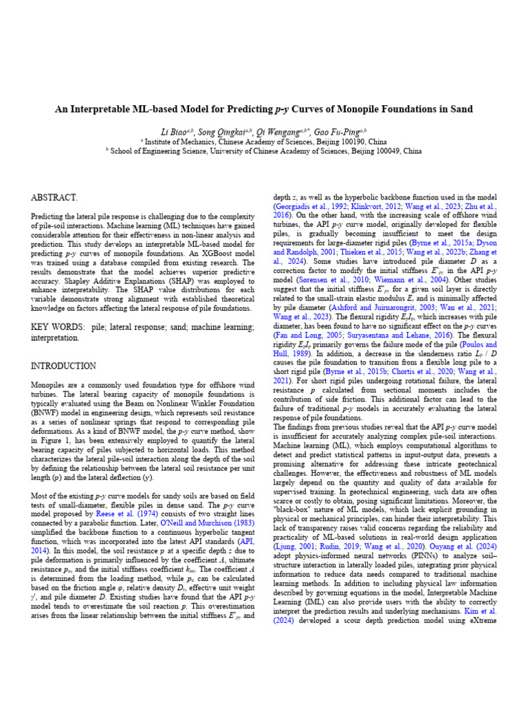 An Interpretable ML-based Model For Predicting P-Y Curves of Monopile ...