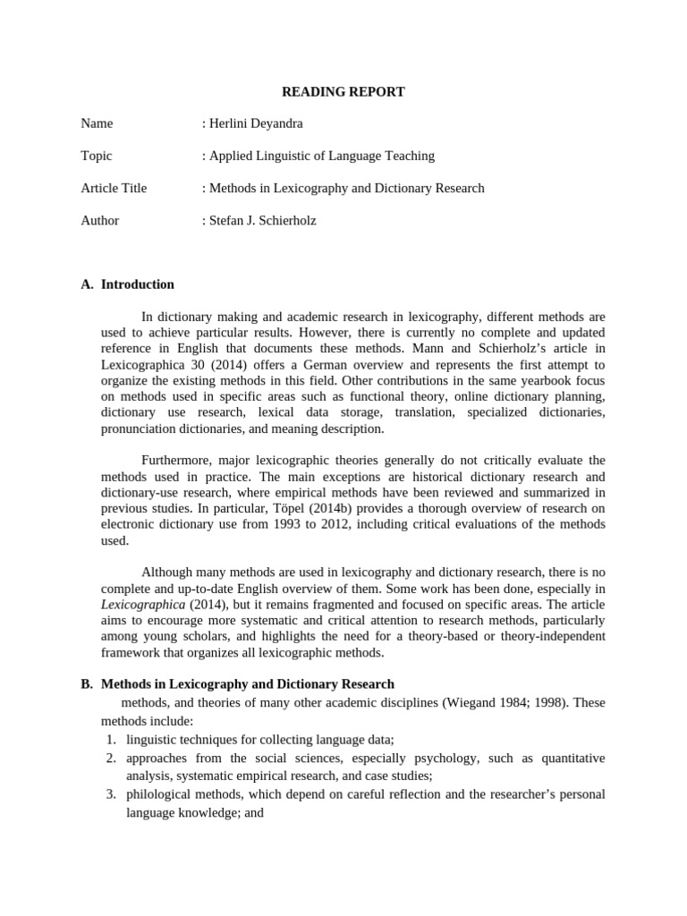 Herlini Deyandra Week 15 Reading Report Applied Linguistik Lexycon ...