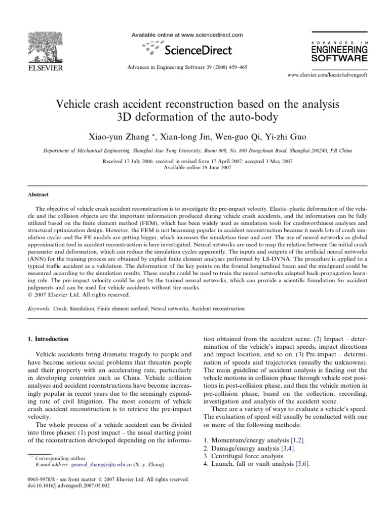 Neural Network for Crash Reconstruction | PDF | Artificial Neural ...