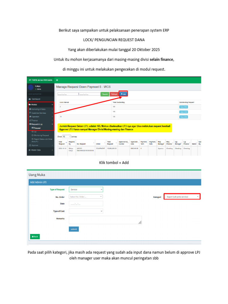 Penerapan System Lock Request Dana | PDF