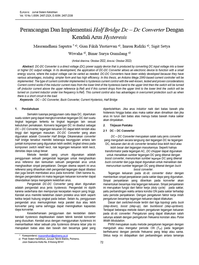 Perancangan Dan Implementasi Half Bridge DC - DC C | PDF