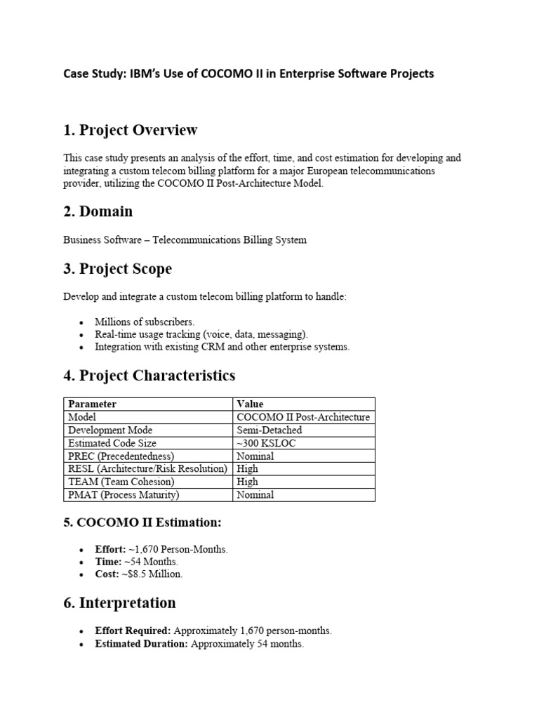 IBM's Use of COCOMO II in Enterprise Software Projects | PDF