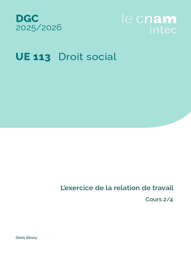 Droit Social: DGC UE 113 | PDF | Heures supplémentaires | Temps de travail