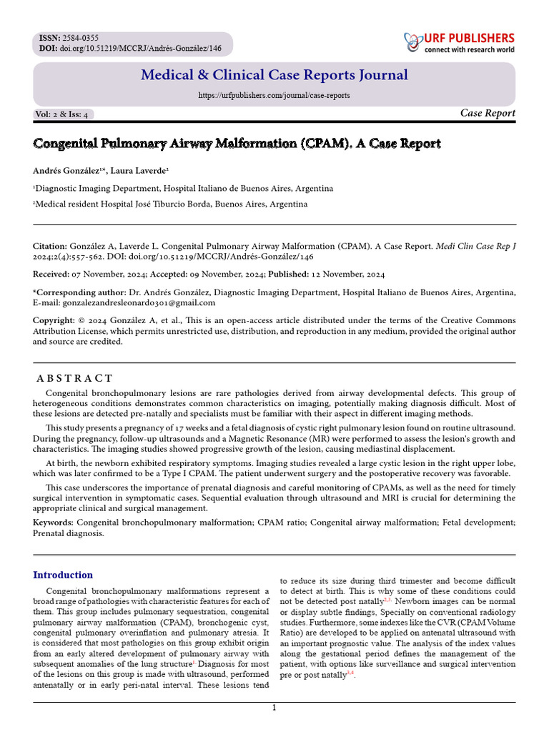 Congenital Pulmonary Airway Malformation (CPAM) - A Case Report | PDF ...