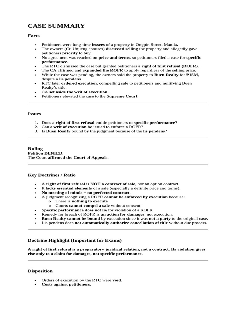 Case Summary | PDF | Employment | Res Judicata