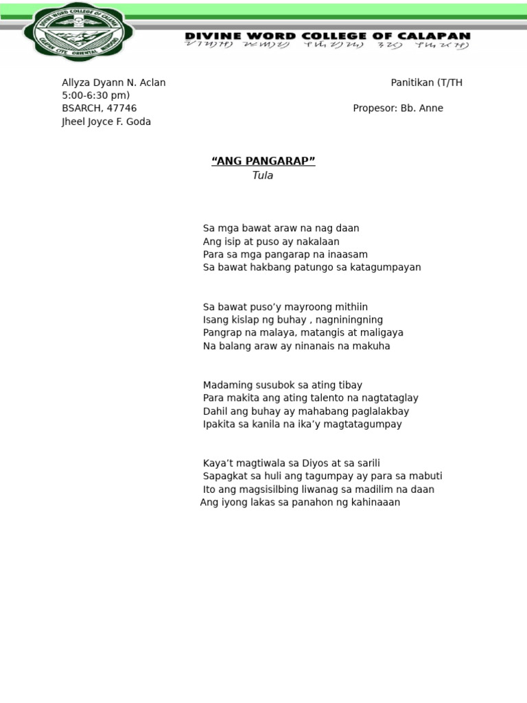 Ang Pangarap | PDF