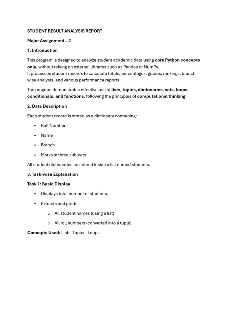 Student Result Analysis Report | PDF