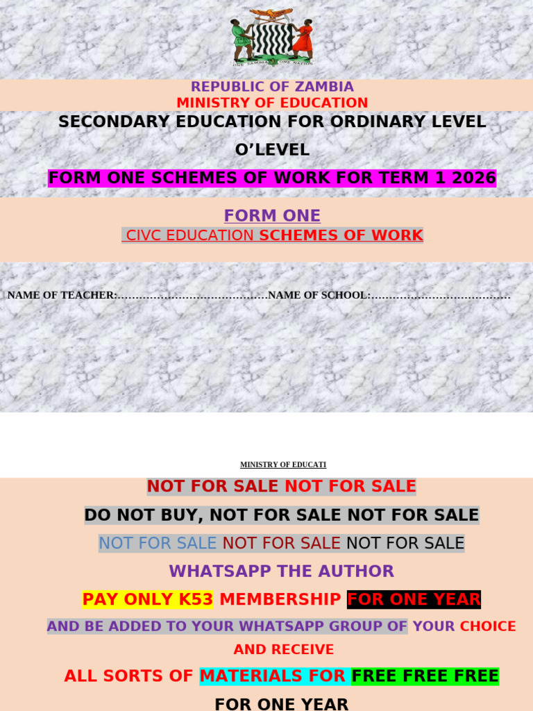 Form 1 Civic Education Schemes of Work Term 1 2026 | PDF | Citizenship