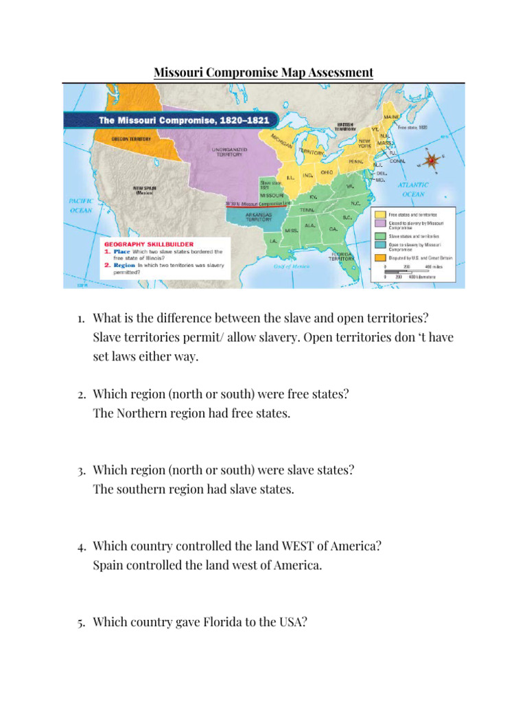 Srivarshini Saravanan - Missouri Compromise Map Questions | PDF ...