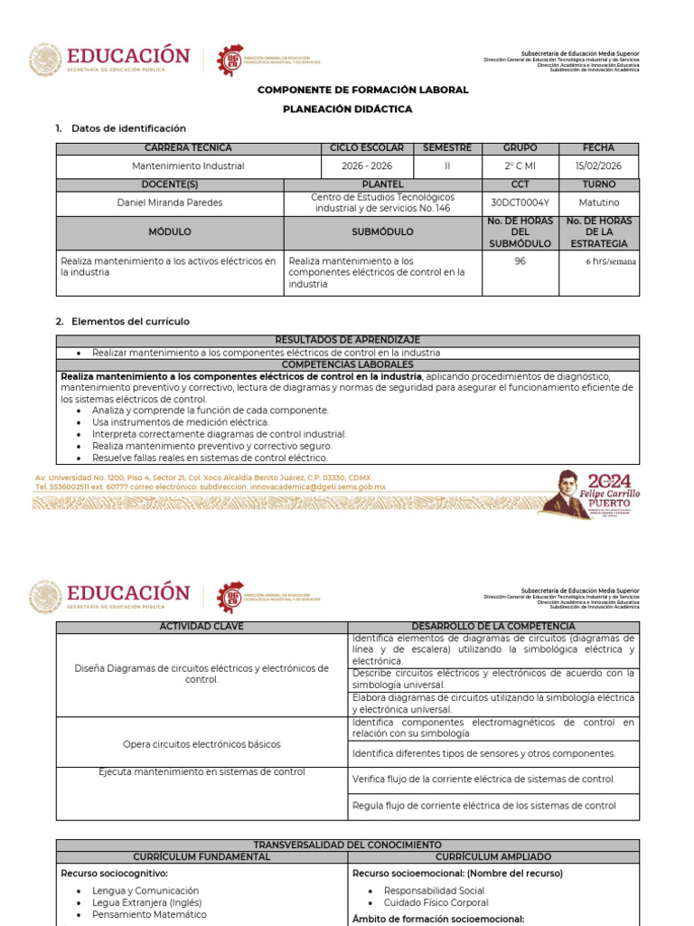 Planeacion Didactica | PDF | Electrónica | Plan de estudios