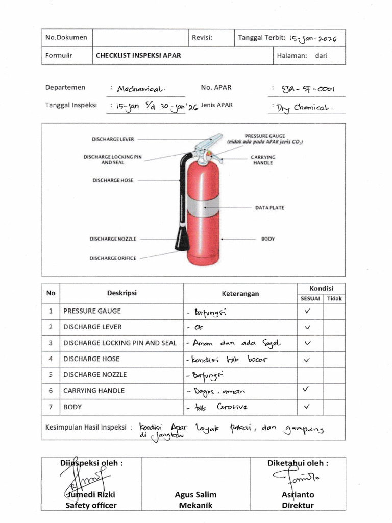 Checklist Inspeksi Apar 20260216 0001 | PDF