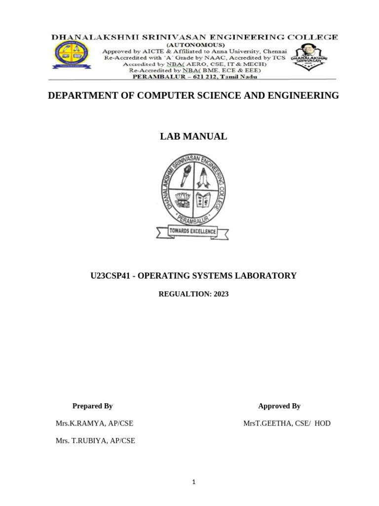U23csp41 Os Lab Manual | PDF | Windows 10 | Computer File