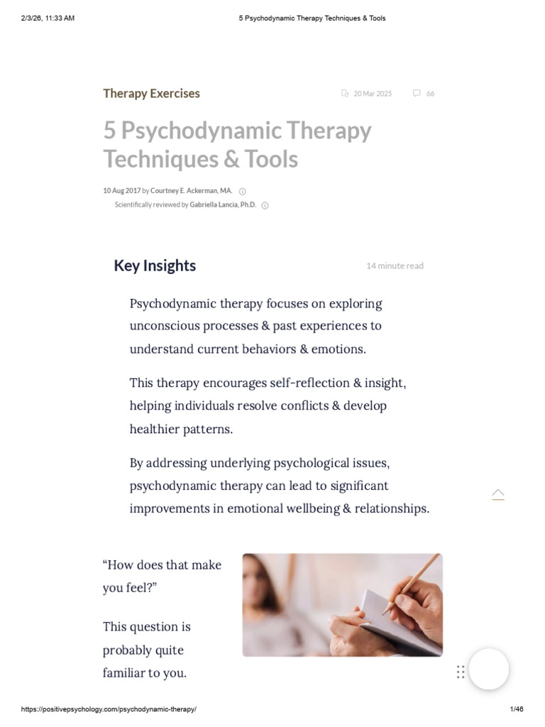 5 Psychodynamic Therapy Techniques & Tools | PDF | Psychotherapy ...