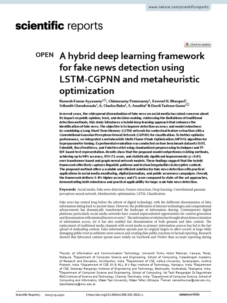 A Hybrid Deep Learning Framework For Fake News Detection Using LSTM ...