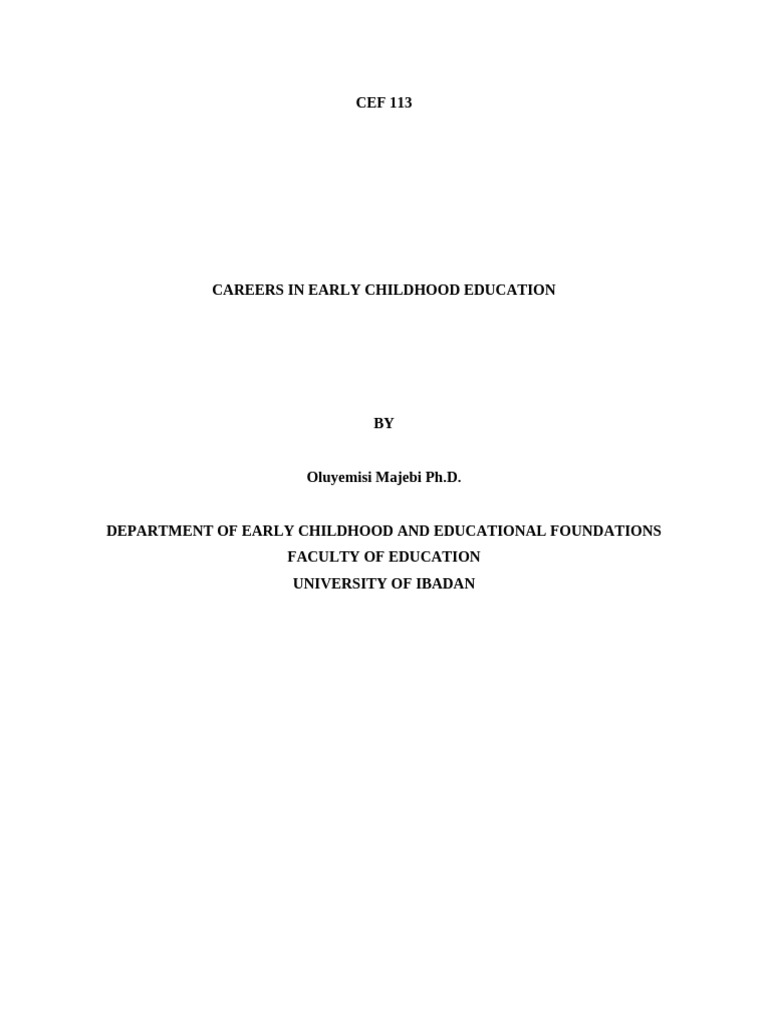 CEF 113 Complete Version | PDF | Early Childhood Education | Clinical ...