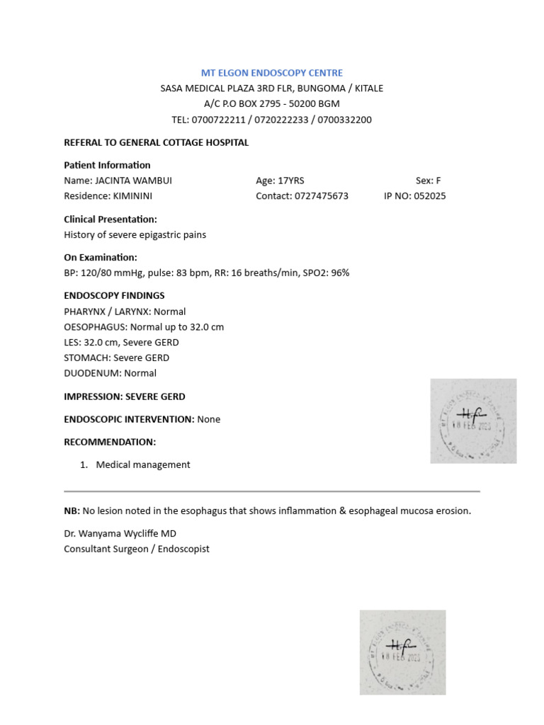 MT Elgon Endoscopy Centre | PDF