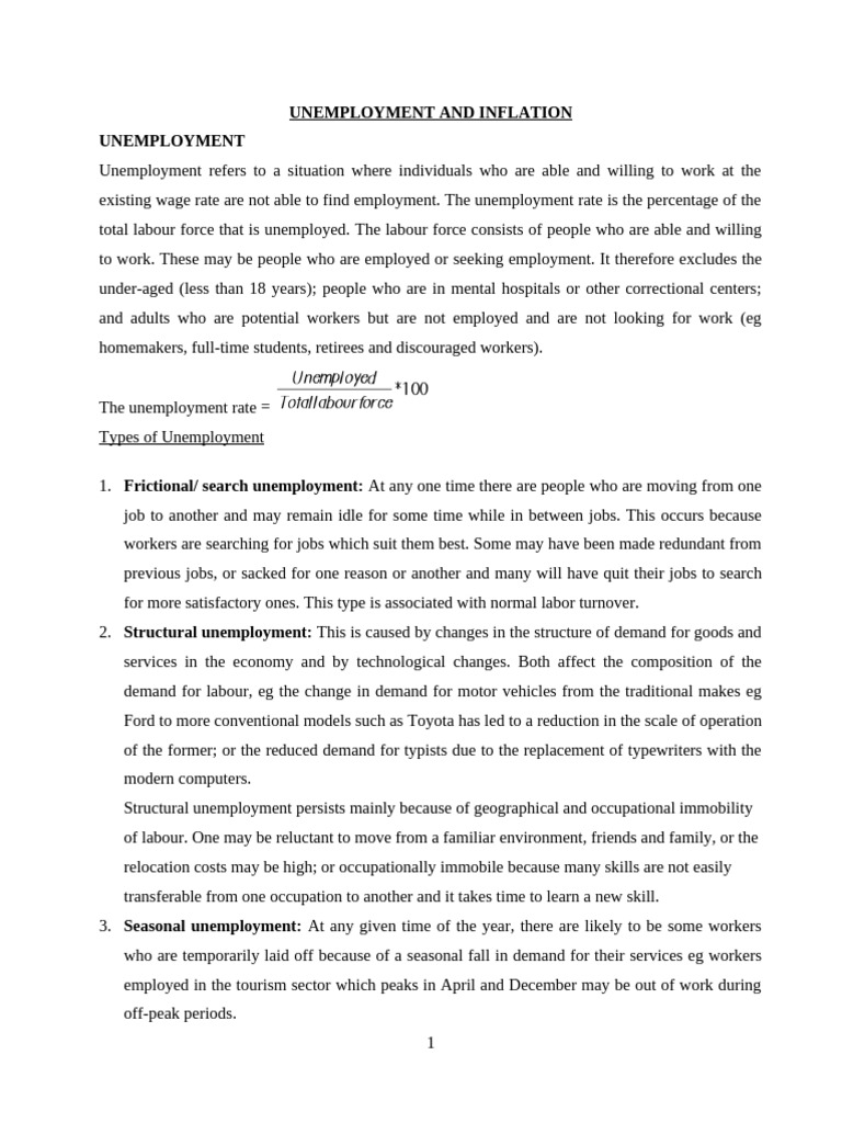 Handout Viii Unemployment and Inflation | PDF | Inflation | Unemployment