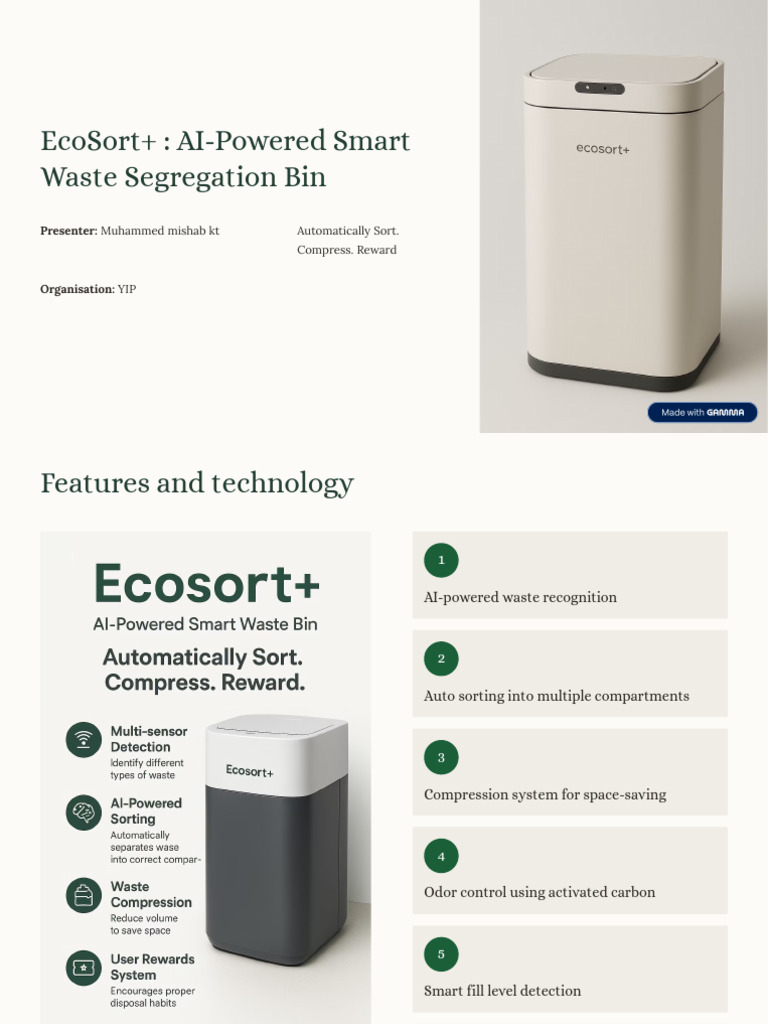 EcoSort AI Powered Smart Waste Segregation Bin | PDF
